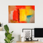 Modern rood geel Abstract verfart Poster (Thuiskantoor)