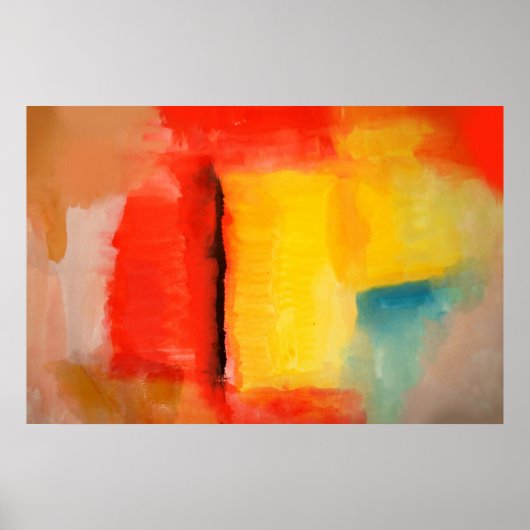 Modern rood geel Abstract verfart Poster (Voorkant)