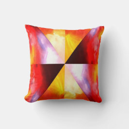 Modern Rood Geel Bruin Kleurrijk Abstract Kussen