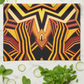 Modern Rood Geel & Zwart Geometrisch Theedoek (Gevouwen)