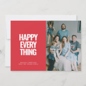 Modern Rood Gelukkig Alles Foto Feestdagenkaart (Voorkant)