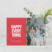 Modern Rood Gelukkig Alles Foto Feestdagenkaart (Staand voorkant)