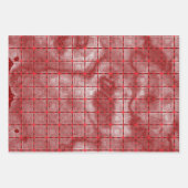 Modern rood geometrisch patroon en bordeaux marmer inpakpapier vel (Voorkant)