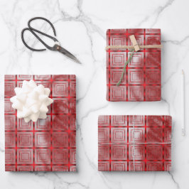 Modern rood geometrisch patroon en bordeaux marmer inpakpapier vel