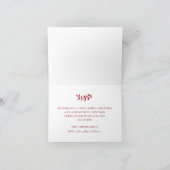 Modern Rood Geruit Elegant Script Kerstmis Feestdagen Kaart (Binnen)