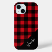 Modern rood geruite check patroonnaam Case-Mate iPhone case (Achterkant)