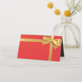 Modern rood geschenk met gouden boog | Vakantie Plaatskaartje (Voorkant)