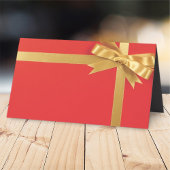 Modern rood geschenk met gouden boog | Vakantie Plaatskaartje