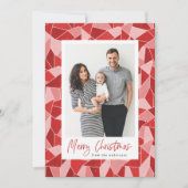 Modern rood Glas in lood vrolijke kerstfoto Feestdagenkaart (Voorkant)