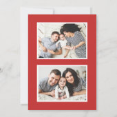 Modern rood Glas in lood vrolijke kerstfoto Feestdagenkaart (Achterkant)