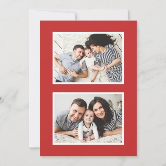 Modern rood Glas in lood vrolijke kerstfoto Feestdagenkaart (Achterkant)