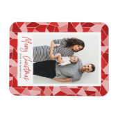 Modern rood Glas in lood vrolijke kerstfoto Magneet (Horizontaal)