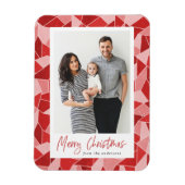 Modern rood Glas in lood vrolijke kerstfoto Magneet (Verticaal)