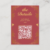 Modern Rood Goud 50 Fabulous Verjaardag QR Code Informatiekaartje (Achterkant)