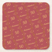 Modern Rood Goud 50 Fantastische Verjaardag Kartonnen Onderzetters (Voorkant)