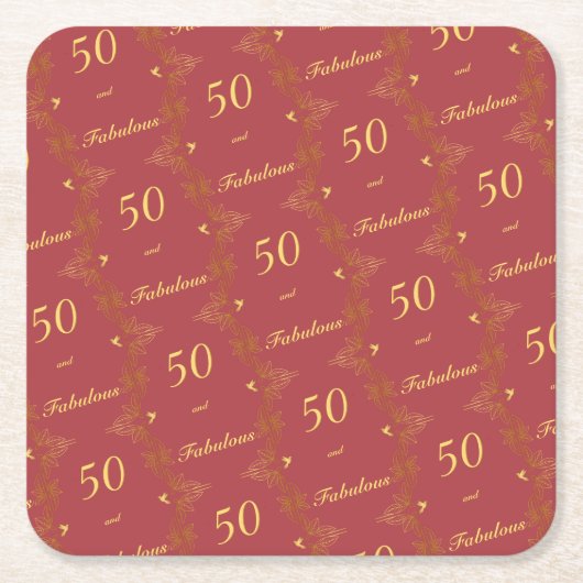 Modern Rood Goud 50 Fantastische Verjaardag Kartonnen Onderzetters (Voorkant)