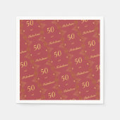 Modern Rood Goud 50 Fantastische Verjaardag Servet (Voorkant)