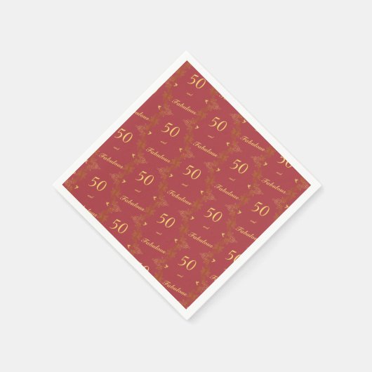 Modern Rood Goud 50 Fantastische Verjaardag Servet (Hoek)