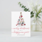 MODERN Rood & Goud Kerstwensen Bauble Tree Feestdagenkaart (Staand voorkant)