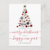 MODERN Rood & Goud Kerstwensen Bauble Tree Feestdagenkaart (Voorkant)