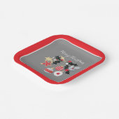 Modern Rood Goud & Zilver Kerst Ornamenten Grijs Papieren Bordje (Gebogen)