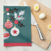 Modern Rood Goud & Zilver Ornamenten Blauwgroen Theedoek (Quarter Fold)