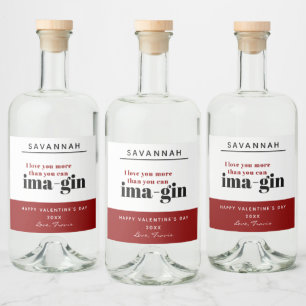 Modern Rood Grappig Gin Pun Happy Valentijnsdag Likeurfles Etiket