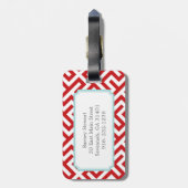 Modern rood Grieks zeer belangrijk geometrisch Bagagelabel (Achterkant verticaal)