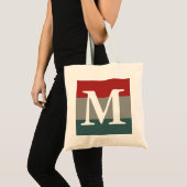 Modern Rood, Grijs en Blauwgroen Kleurenblok Monog Tote Bag (Voorkant (product))