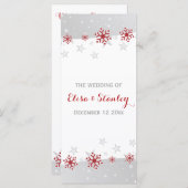 Modern rood, grijs sneeuwvlokken winter bruiloft p programmakaart (Voorkant / Achterkant)