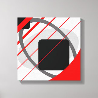 Modern Rood Grijs Zwart Off-Wit - Ingepakt Canvas Afdruk