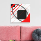 Modern Rood Grijs Zwart Off-Wit - Ingepakt Canvas Afdruk (Insitu (Woonkamer))