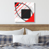 Modern Rood Grijs Zwart Off-Wit - Ingepakt Canvas Afdruk (Insitu (Slaapkamer))