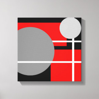 Modern Rood Grijs Zwart Wit - Canvas met Spandraam Afdruk