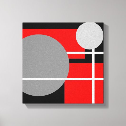 Modern Rood Grijs Zwart Wit - Canvas met Spandraam Afdruk (Voorkant)