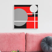 Modern Rood Grijs Zwart Wit - Canvas met Spandraam Afdruk (Insitu (Woonkamer))