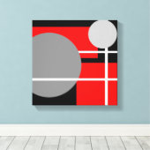 Modern Rood Grijs Zwart Wit - Canvas met Spandraam Afdruk (Insitu (Houten vloer))