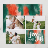 Modern rood groen abstract beschilderd kerstfeest feestdagenkaart (Voorkant / Achterkant)