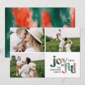 Modern rood groen abstract beschilderd kerstfeest feestdagenkaart (Voorkant / Achterkant)