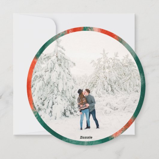 Modern rood groen abstract beschilderd kerstfeest feestdagenkaart (Achterkant)