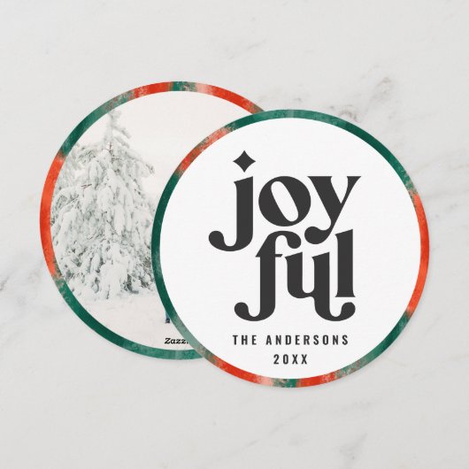 Modern rood groen abstract beschilderd kerstfeest feestdagenkaart (Voorkant / Achterkant)