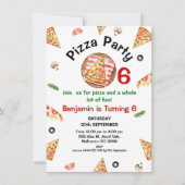 Modern Rood Groen Any Age Pizza Party Verjaardag Kaart (Voorkant)