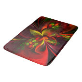 Modern rood groen bloemig Abstract kunstpatroon #0 Badmat (Gekanteld)