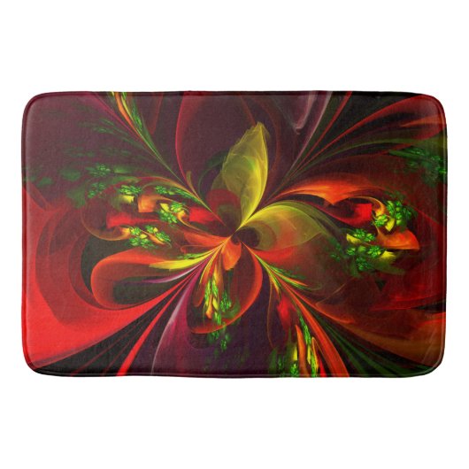 Modern rood groen bloemig Abstract kunstpatroon #0 Badmat (Voorkant)
