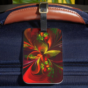 Modern rood groen bloemig Abstract kunstpatroon #0 Bagagelabel