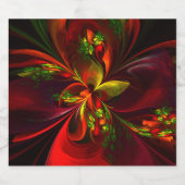 Modern rood groen bloemig Abstract kunstpatroon #0 Bier Etiket (Enkel label)