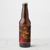 Modern rood groen bloemig Abstract kunstpatroon #0 Bier Etiket (Voorkant)