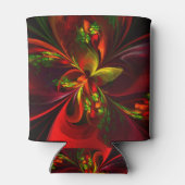 Modern rood groen bloemig Abstract kunstpatroon #0 Blikjeskoeler (Achterkant)