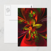 Modern rood groen bloemig Abstract kunstpatroon #0 Briefkaart (Voorkant / Achterkant)