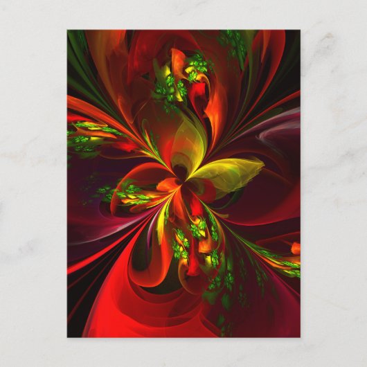 Modern rood groen bloemig Abstract kunstpatroon #0 Briefkaart (Voorkant)